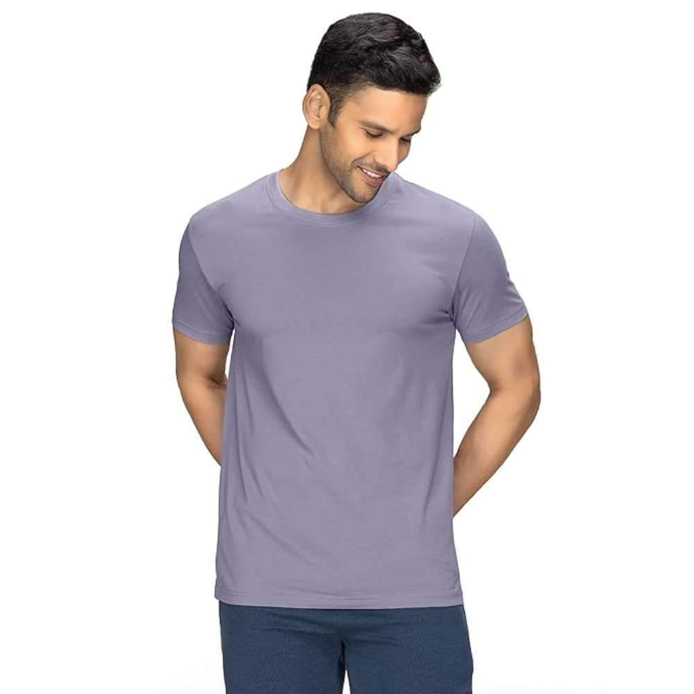Men Regular Fit Grey Lilac T-shirts