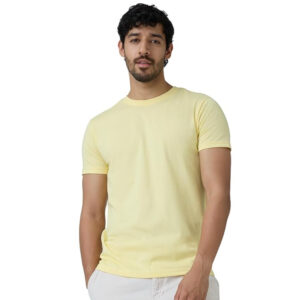 Men Regular Fit Light Yellow T-shirts