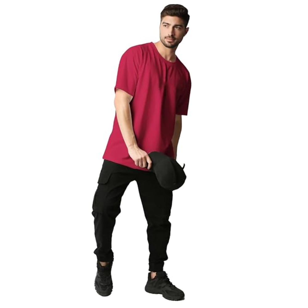 Men Oversized Maroon T-shirts - Image 3