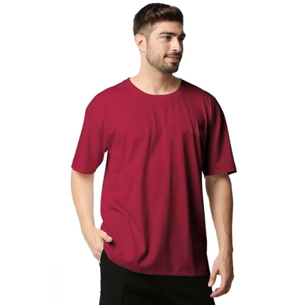 Men Oversized Maroon T-shirts