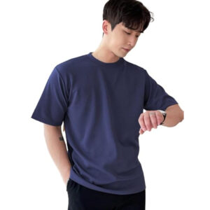 Men Round Neck Navy Blue T-shirts