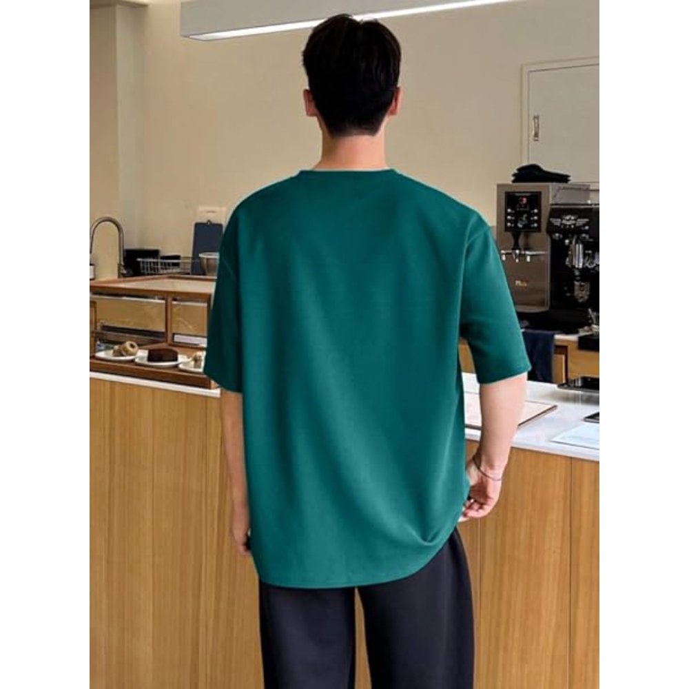 Men Round Neck Dark Green T-shirts - Image 4