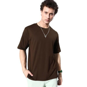 Men Cotton Loose Fit Brown T-shirts