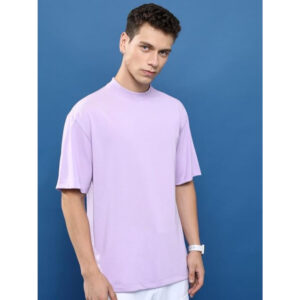 Men Cotton Loose Fit Lavender T-shirts