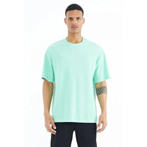 Men Cotton Loose Fit Light Green T-shirts