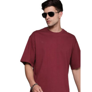 Men Cotton Loose Fit Maroon T-shirts