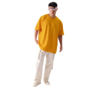 Men Cotton Loose Fit Mustard T-shirts