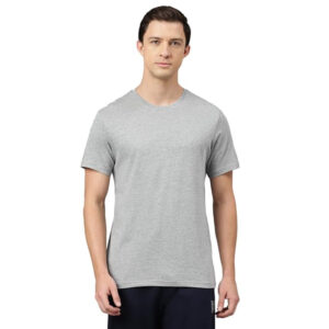 Men Cotton Regular Fit Grey Melange T-shirts