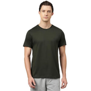 Men Cotton Regular Fit Dark Green T-shirts