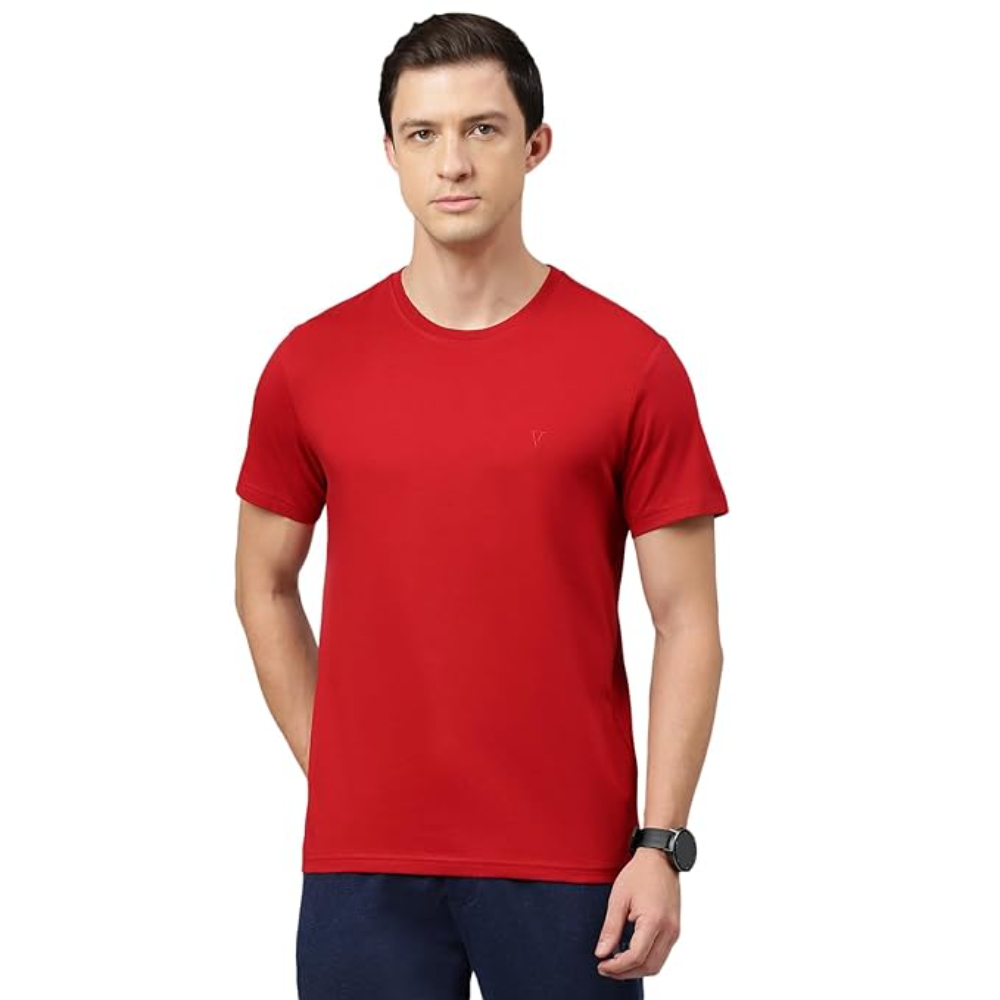 Men Cotton Regular Fit Red T-shirts