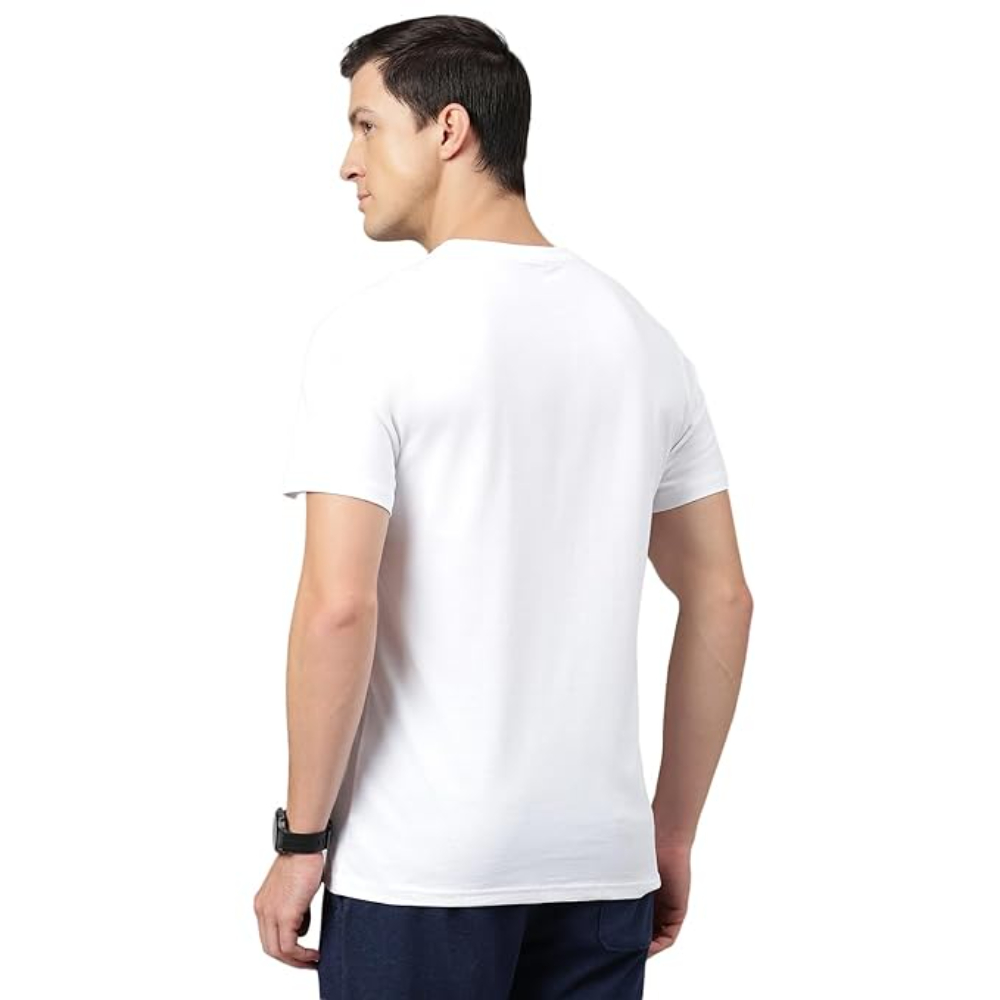 Men Cotton Regular Fit White T-shirts - Image 4