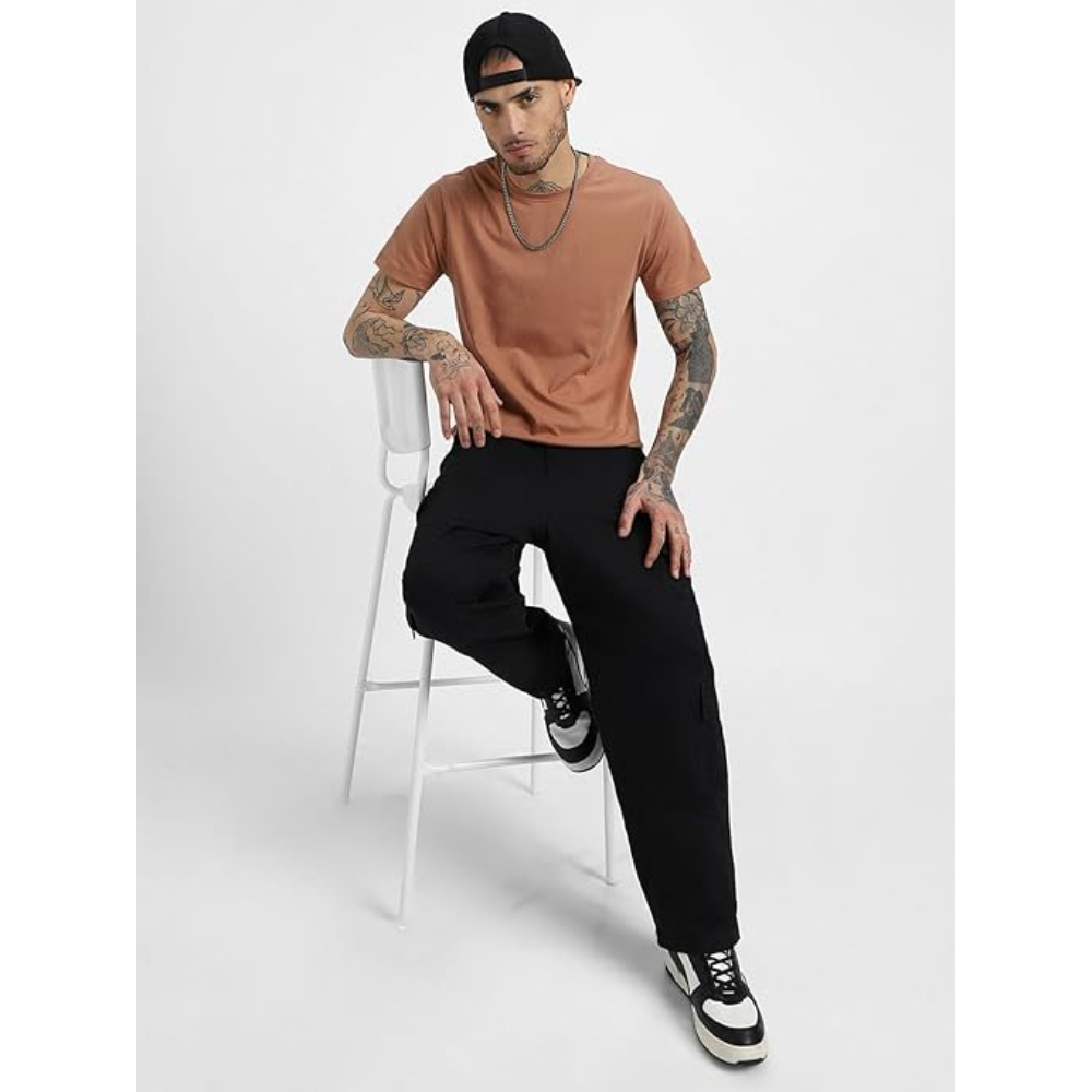 Men Pure Cotton Beige T-shirts - Image 3
