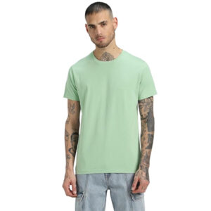 Men Pure Cotton Fog Green T-shirts