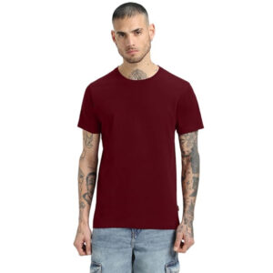 Men Pure Cotton Maroon T-shirts