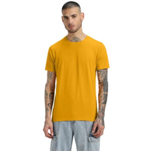 Men Pure Cotton Mustard T-shirts