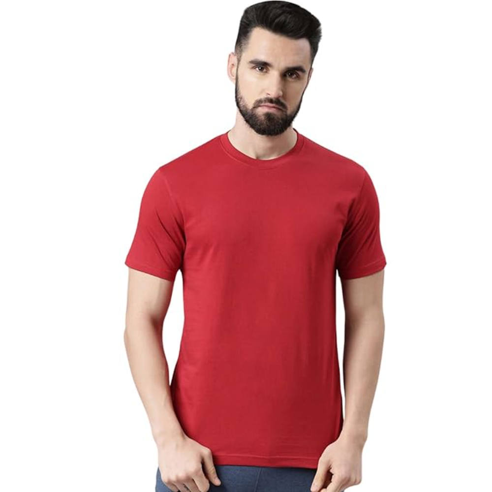 Men Pure Cotton Red T-shirts
