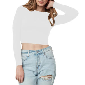 Women Cotton Boat Neck White Top