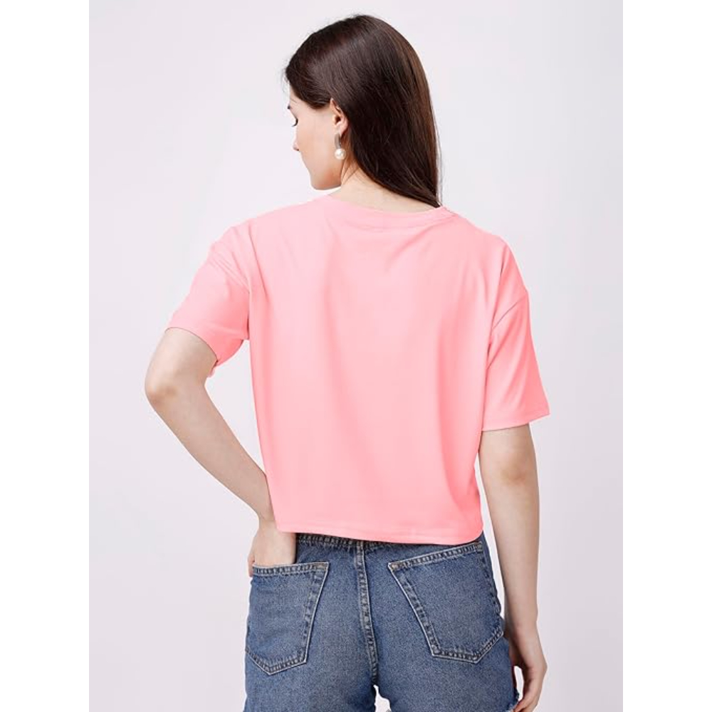 Women Oversized Peach Crop Top - Image 2