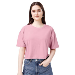 Women Oversized Rose Gold Crop Top