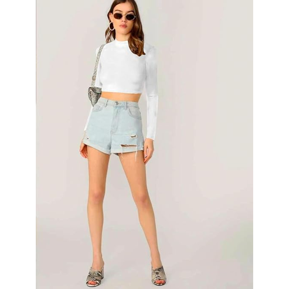 Women's Stylish Frost White Crop Top - Image 3