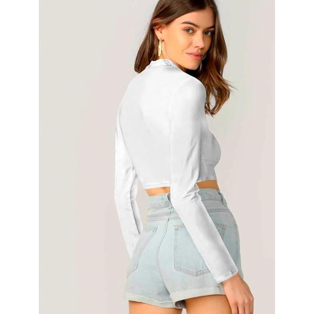 Women's Stylish Frost White Crop Top - Image 2