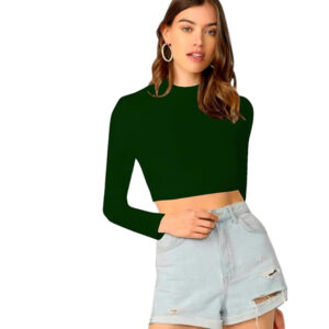 Women's Stylish Dark Green Crop Top