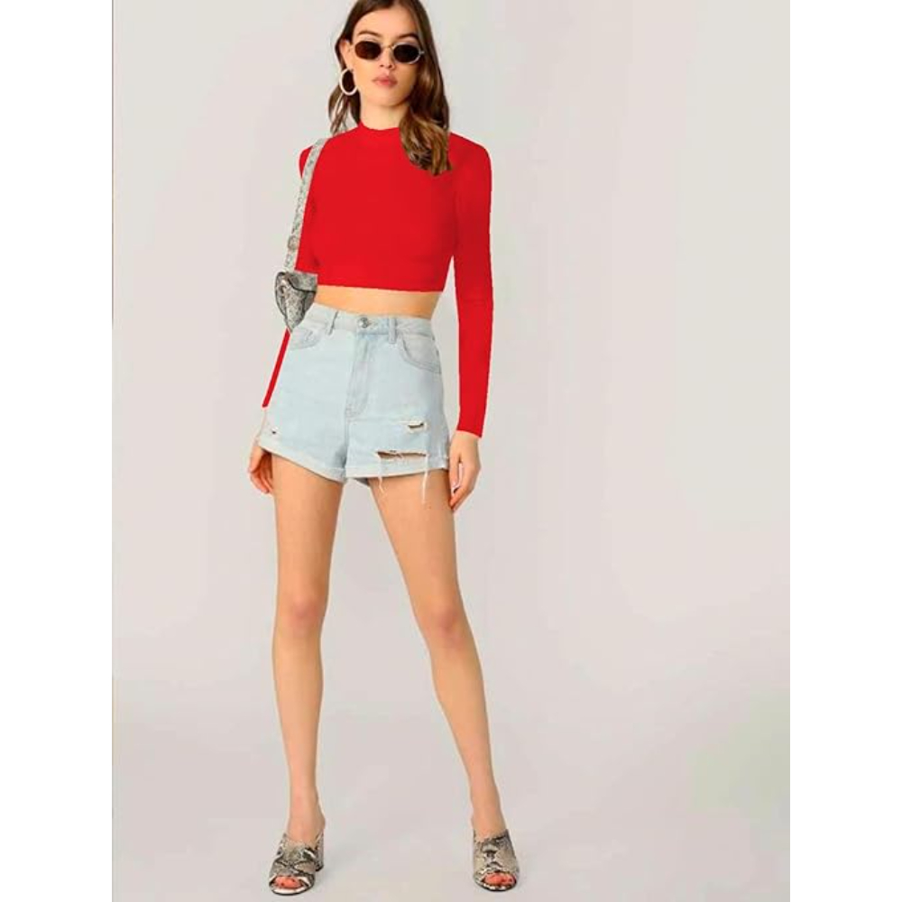 Women's Stylish Red Crop Top - Image 3