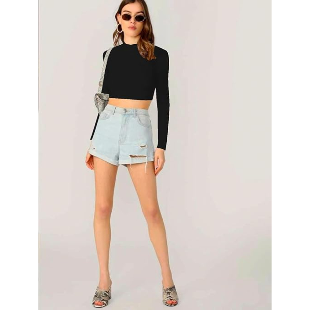 Women's Stylish Black Crop Top - Image 3