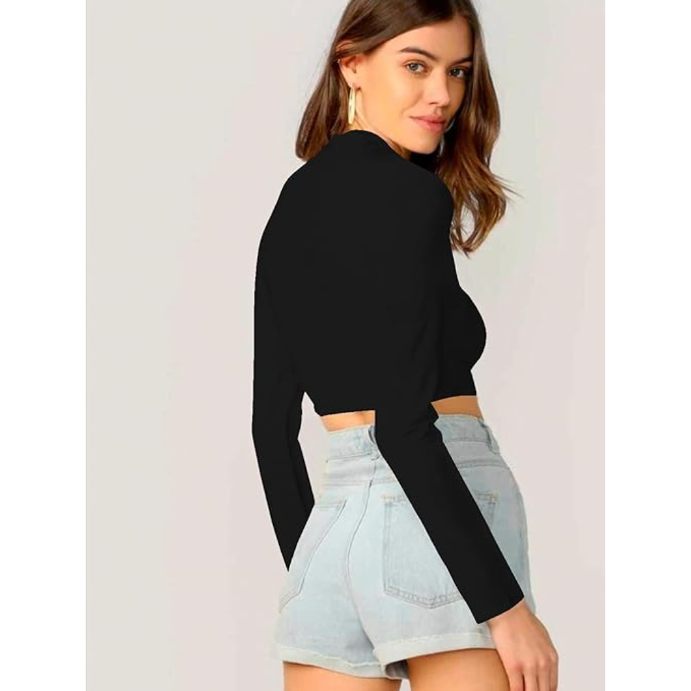 Women's Stylish Black Crop Top - Image 2