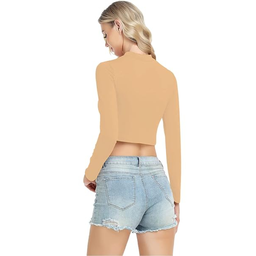 Women High Neck Skinny Crop Top - Image 2