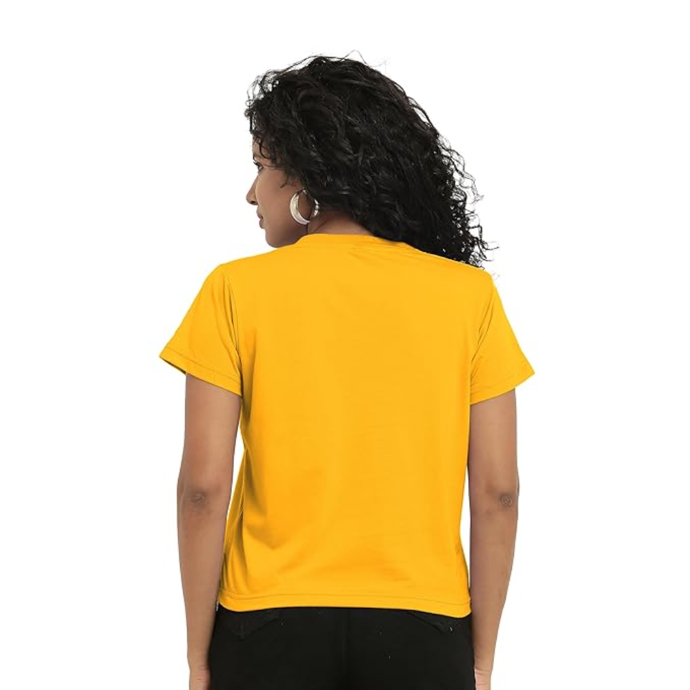 Women Stylish Plain Mustard Crop Top - Image 2