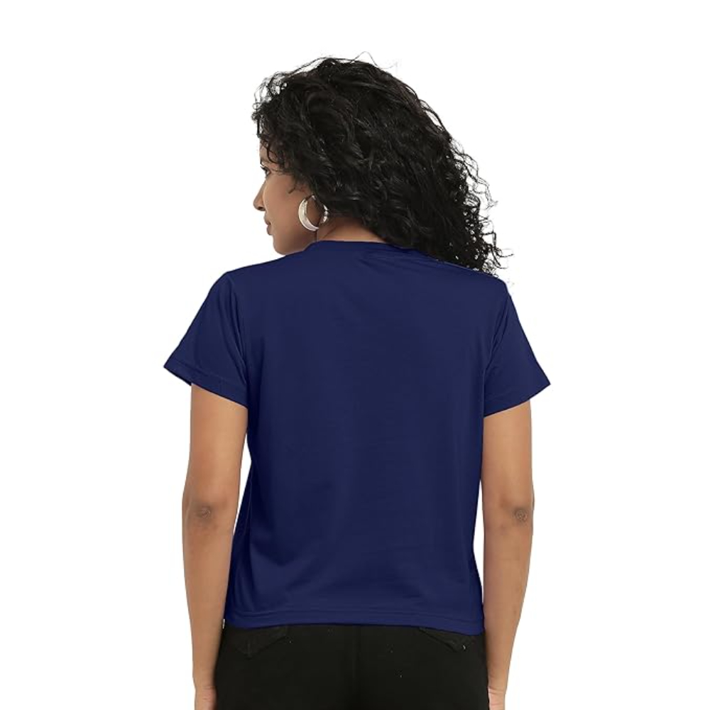 Women Stylish Plain Navy Blue Crop Top - Image 2