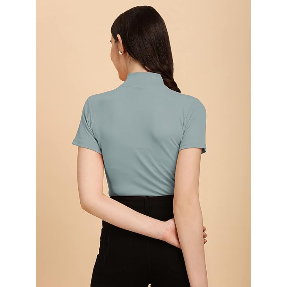 Women's Casual Solid Grey Top - Image 2
