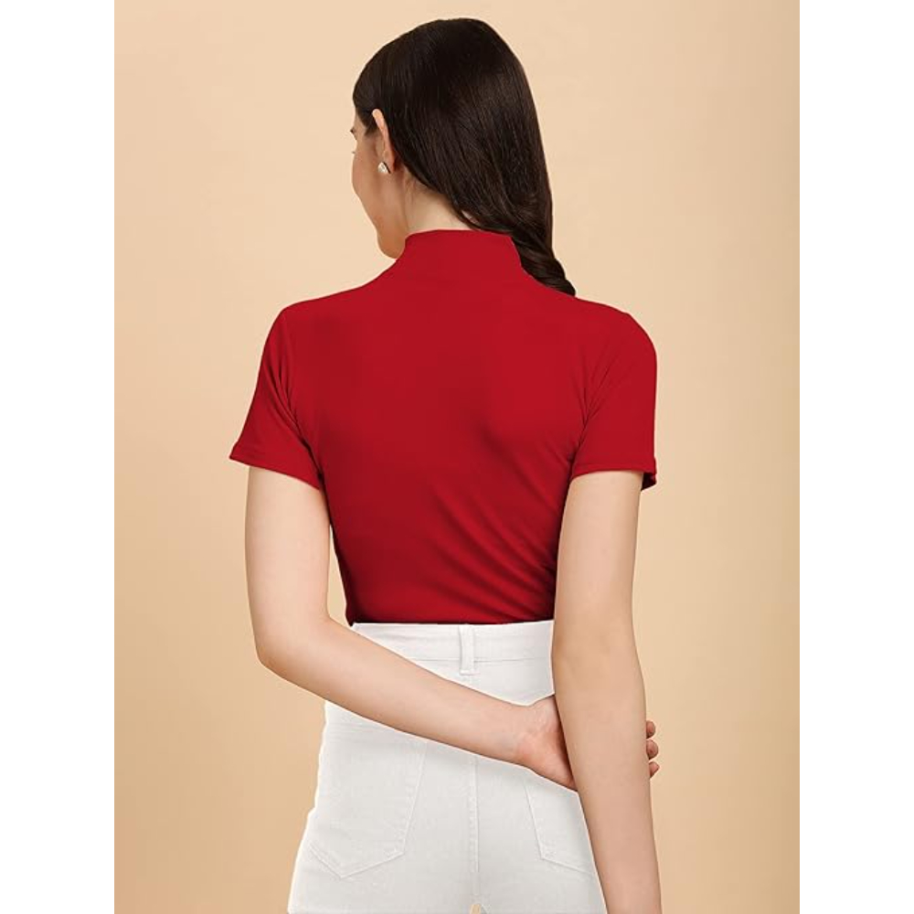 Women's Casual Solid Maroon Top - Image 3