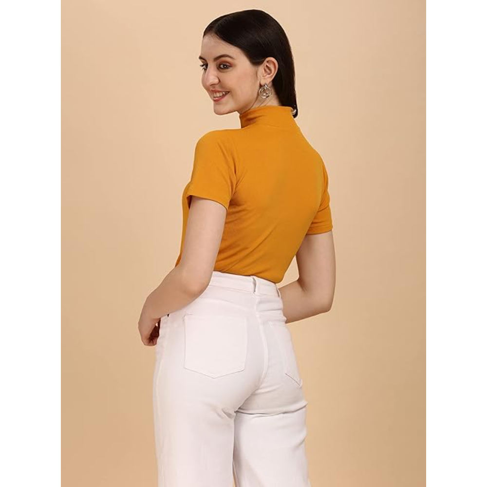 Women's Casual Solid Mustard Top - Image 2