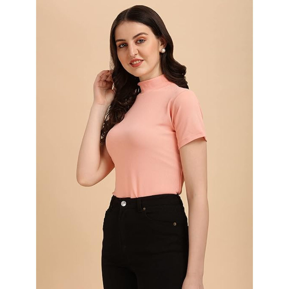 Women's Casual Solid Pink Top - Image 3