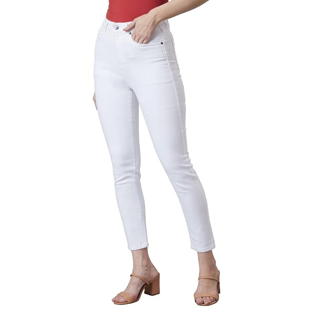 Women Stretchable Denim White Jeans - Image 3