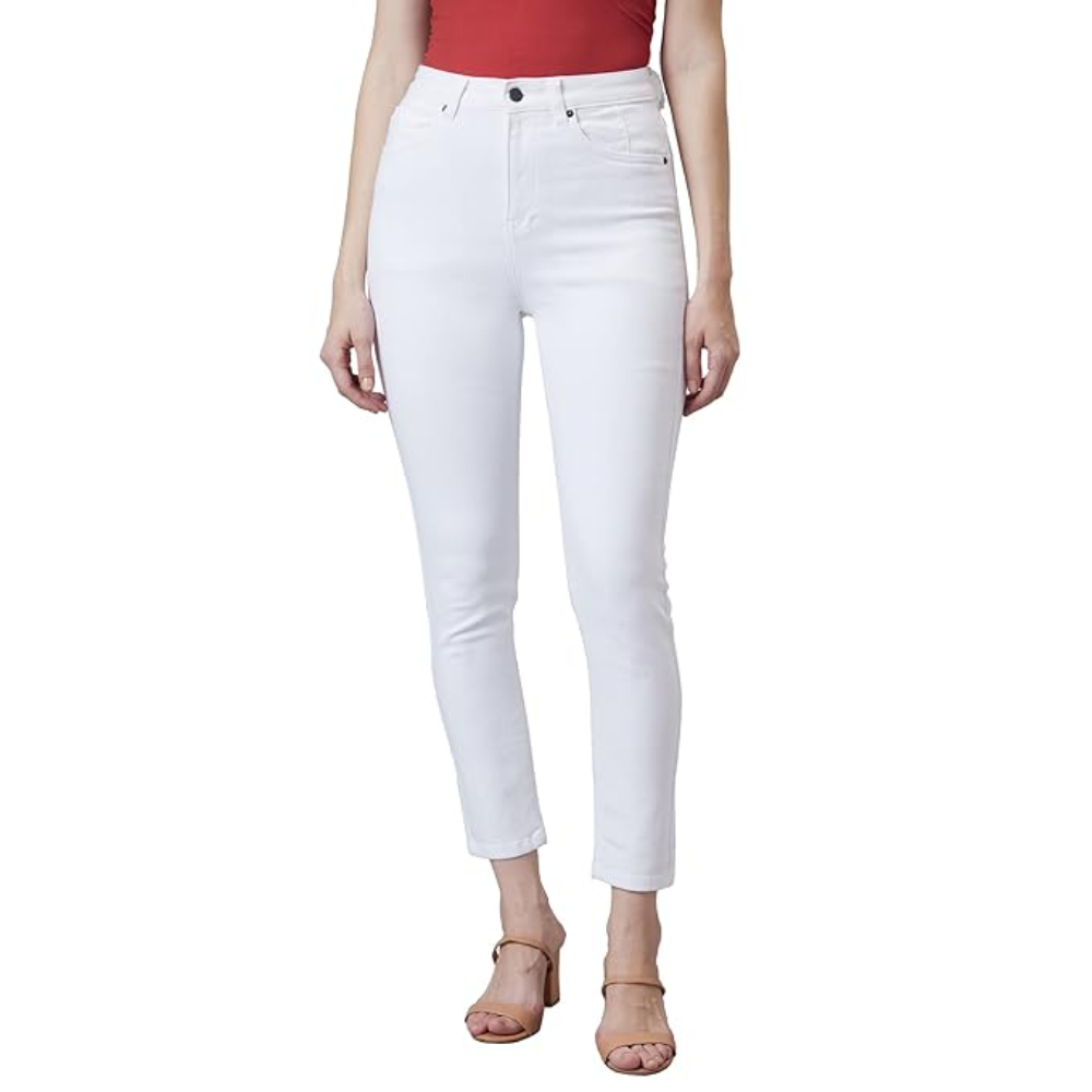 Women Stretchable Denim White Jeans - Image 2