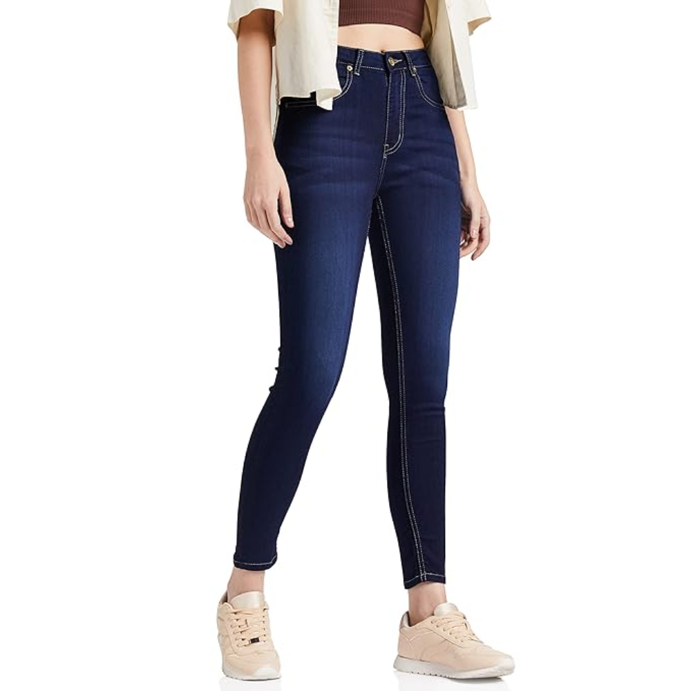 Women Ankle Length Med Blue Jeans