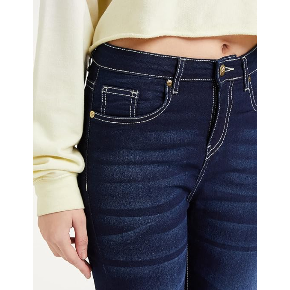 Women Ankle Length Raw navy Jeans - Image 2