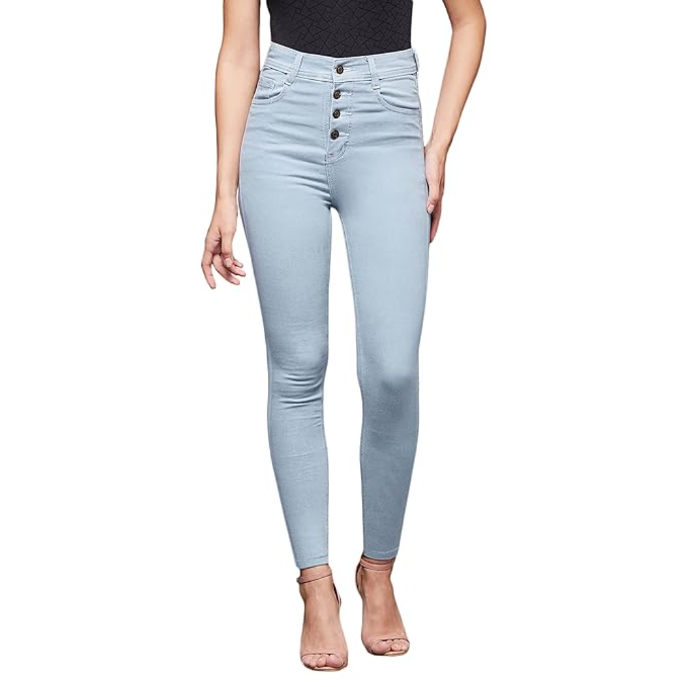 Women Skinny Regular Light Blue Jeans - Image 3