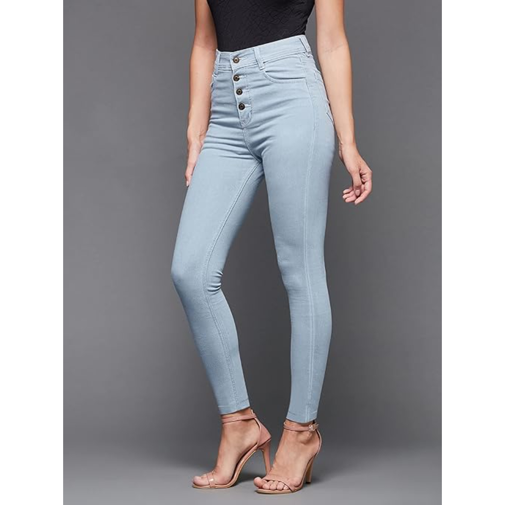 Women Skinny Regular Light Blue Jeans - Image 2