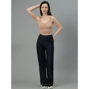 Womens High Rise Wide Dark Blue Jeans