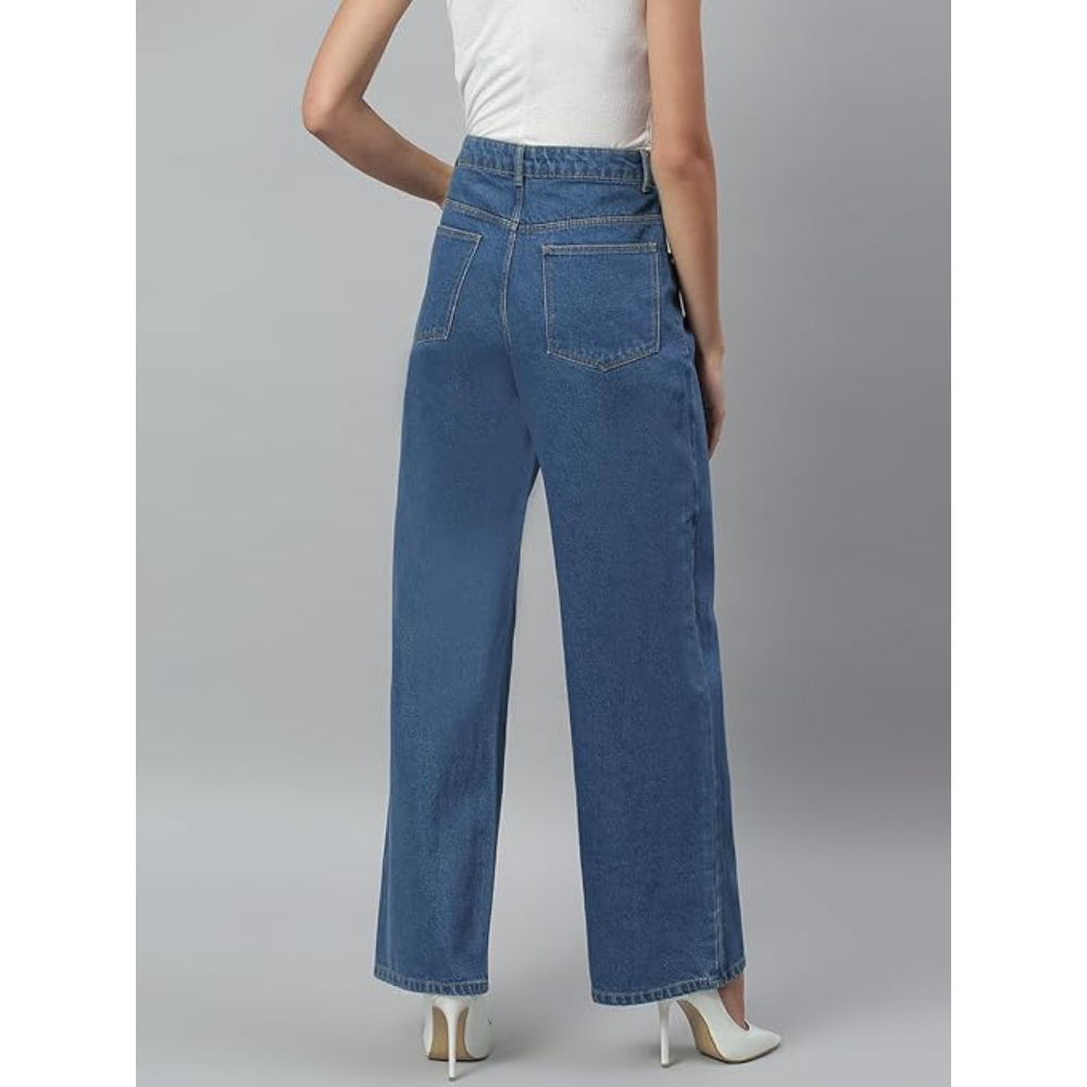 Womens High Rise Wide Light Blue Jeans - Image 2
