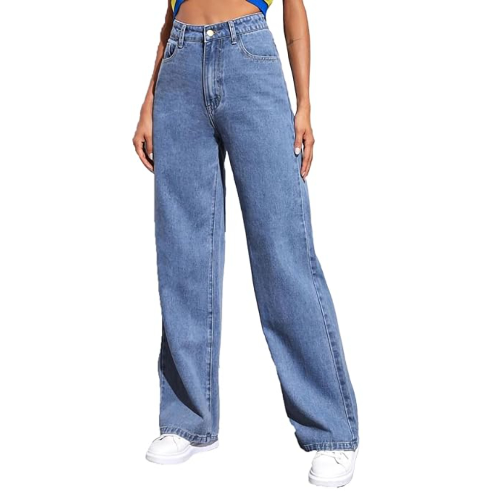 Womens High Rise Wide Fade Blue Jeans - Image 3
