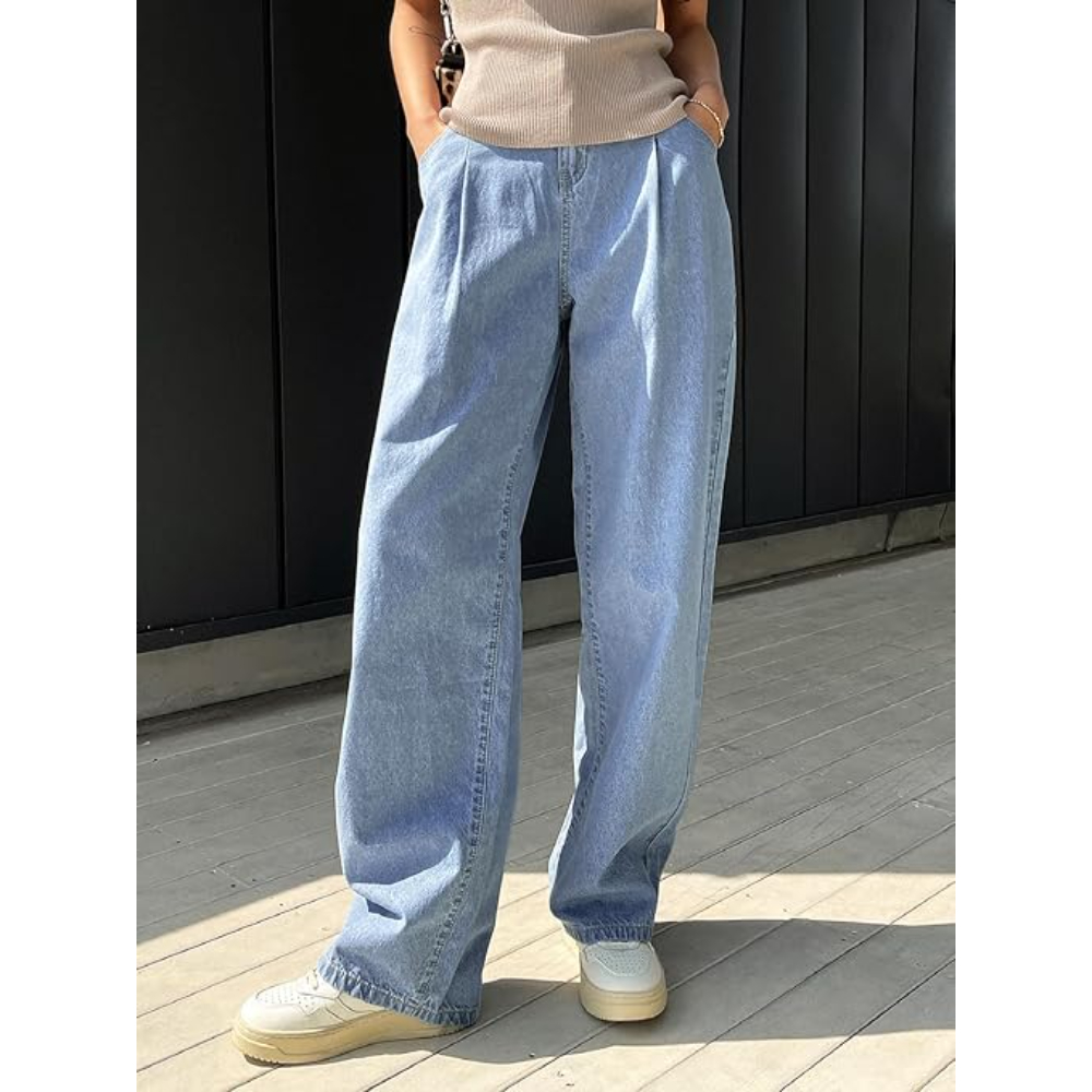 Women High Waisted Sky Blue Jeans - Image 2