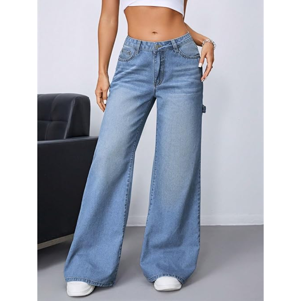 Women High Waisted Sky Blue Jeans - Image 3
