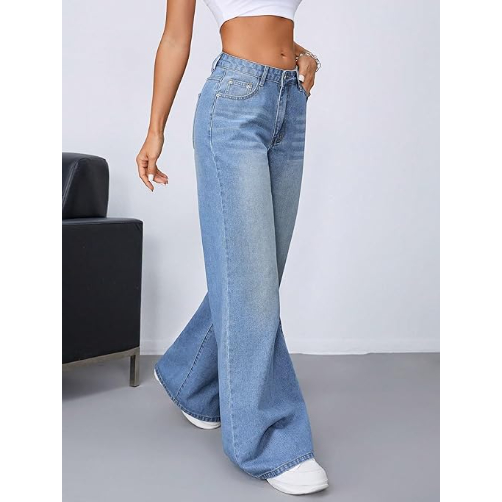 Women High Waisted Sky Blue Jeans - Image 2