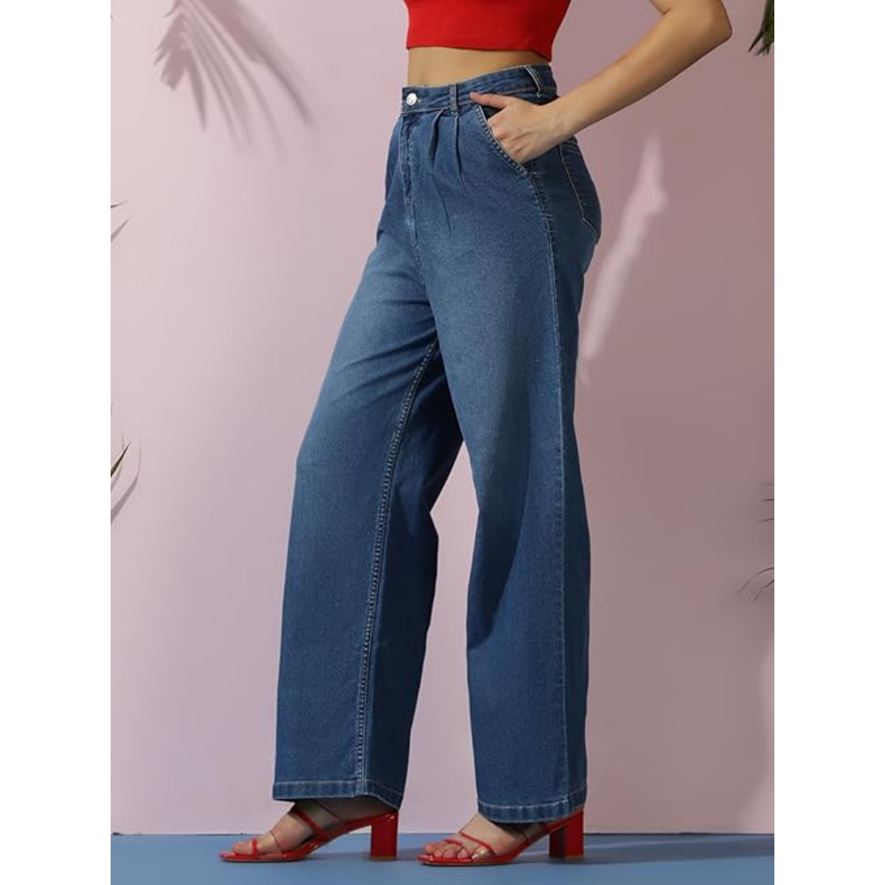Women High Waisted Midnight Blue Jeans - Image 2
