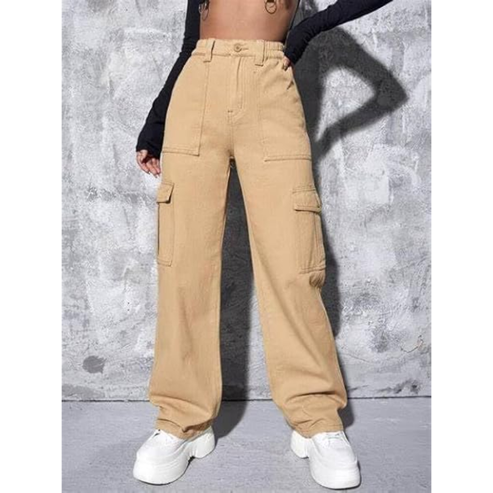 Women High Waist Cargo Chiku Jeans - Image 3